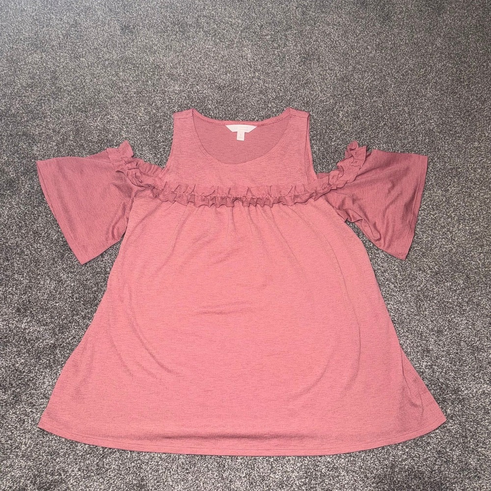 Lauren Conrad Women's Pink Short Sleeve Off-The-Shoulder- Top - Size Small